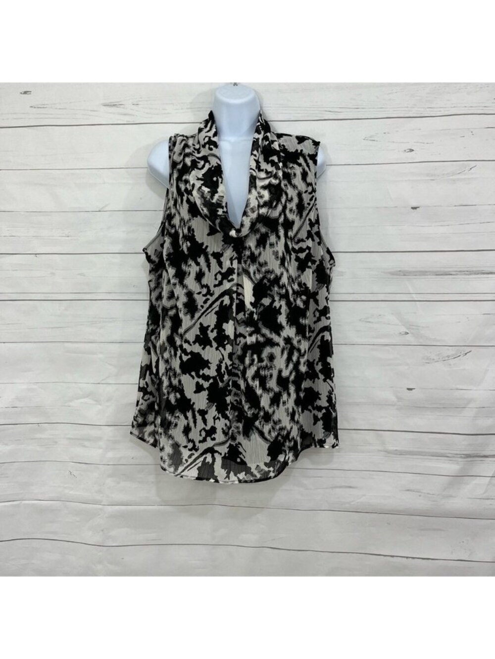 Lane Bryant Black Abstract Cowl Neck Sleeveless Blouse